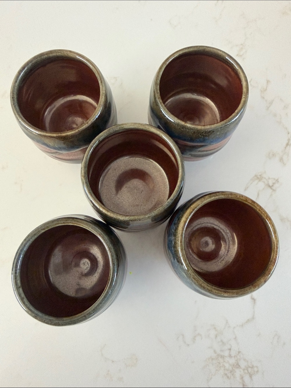 New Beautiful Handmade Ceramic Sake Set in Blue and Coral - Picture 13 of 14